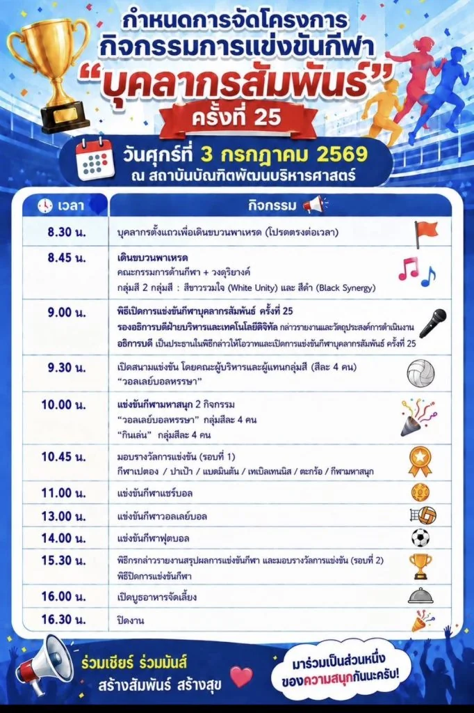คณะการจัดการการท่องเที่ยวร่วมกิจกรรมกีฬา “บุคลากรสัมพันธ์” ครั้งที่ 25
